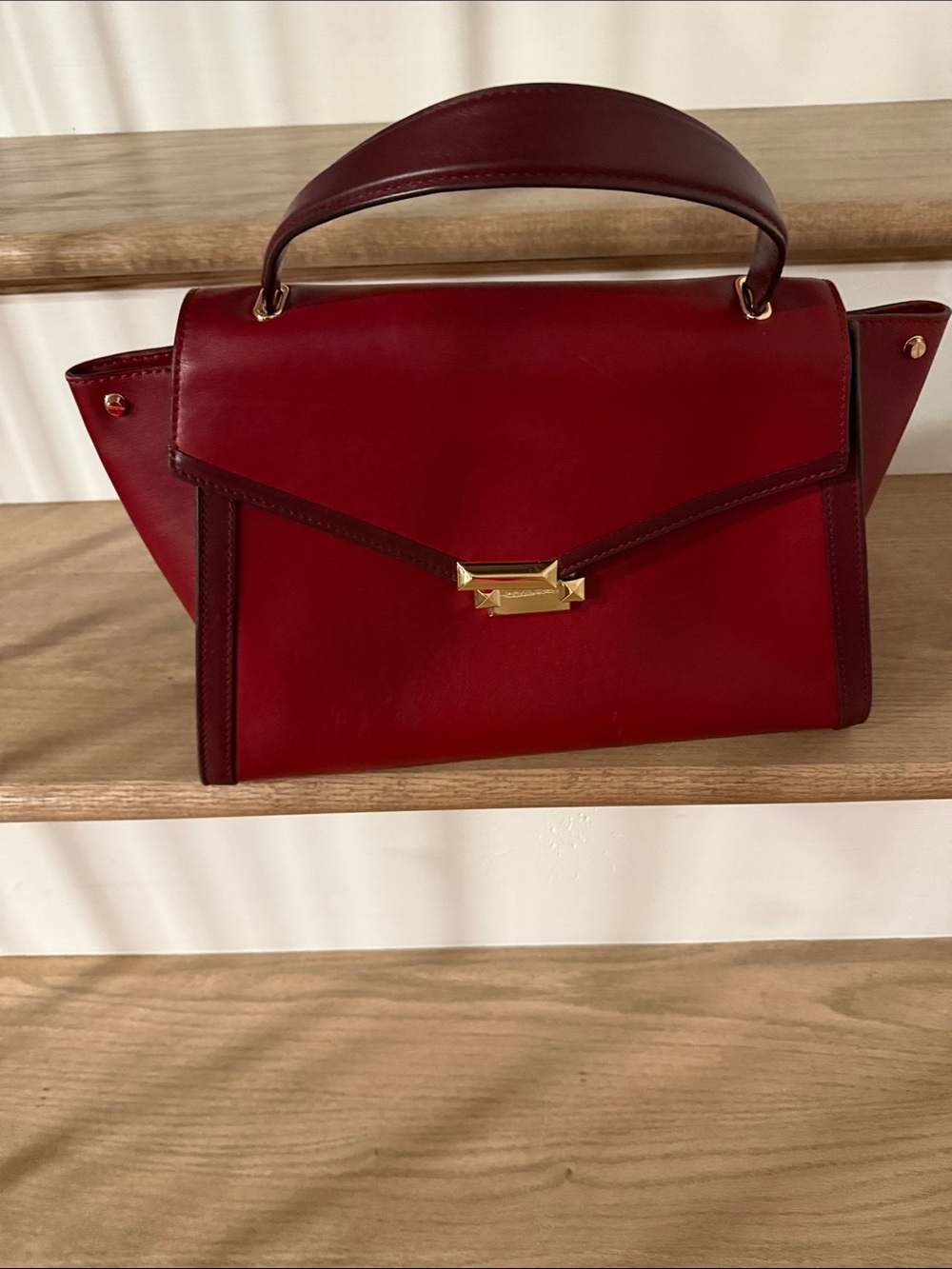 Michael Kors Burgundy-Red Leather Top Handle Satchel